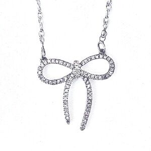 lovely bow diamond and sterling necklace